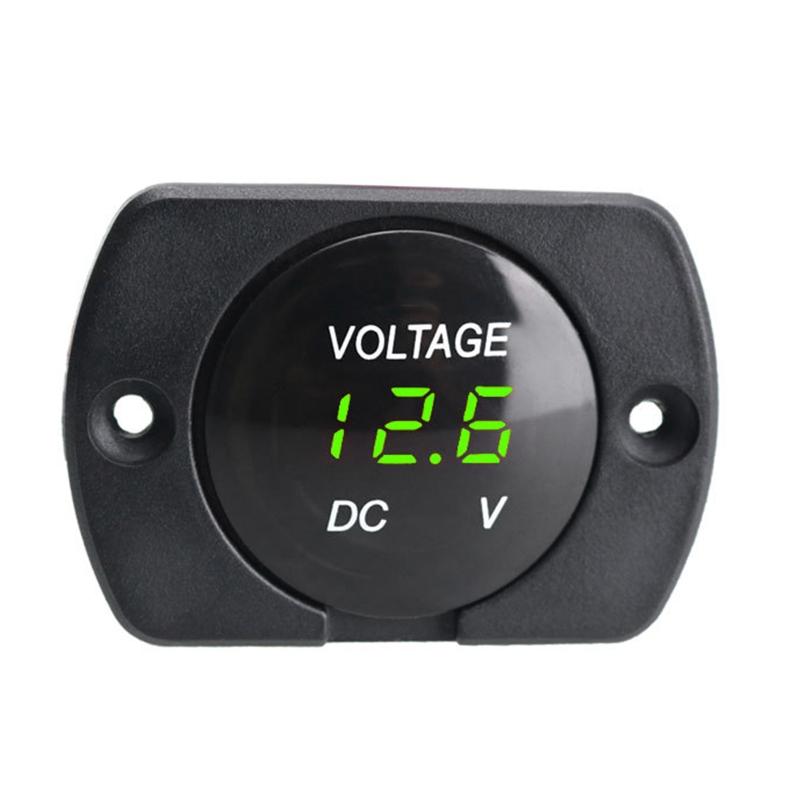For DC 12V 24V Car Voltmeter with LED Digital Display Panel Waterproof