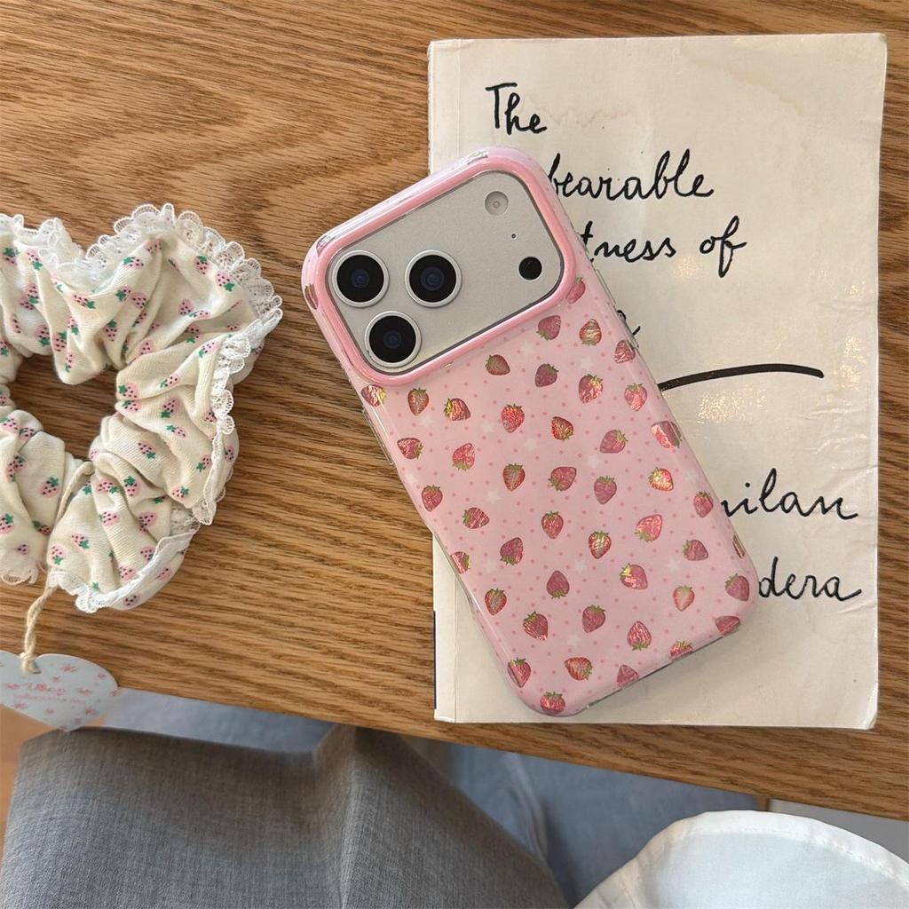 Vintage Strawberry iPhone 14/13 Case, Round Edge Design, Anti-Fall Protection for Apple 17/16/15 Pro Max