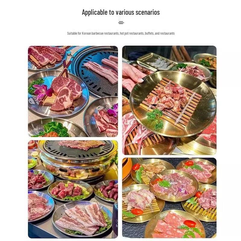 Han Dun Korean Style Stainless Steel Round BBQ Plate