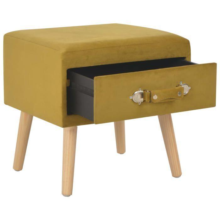 Table de chevet - VIDAXL - Moutarde - 40x35x40 cm - Velours