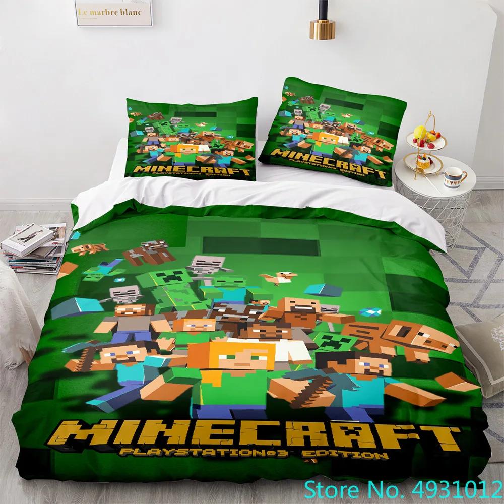 Anime Game My World Monster Hunters Bedding Set Duvet Cover Pillowcases Single Bedclothes Children'S Kids Adult Bedroom Decor