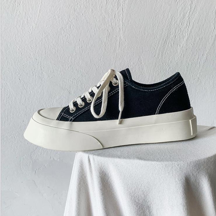 Letní studentské plátěné boty s tlustou podrážkou Dámské všestranné vyvýšené boty pro volný čas Japonské ležérní boty Matsuke Horseshoe Tidal