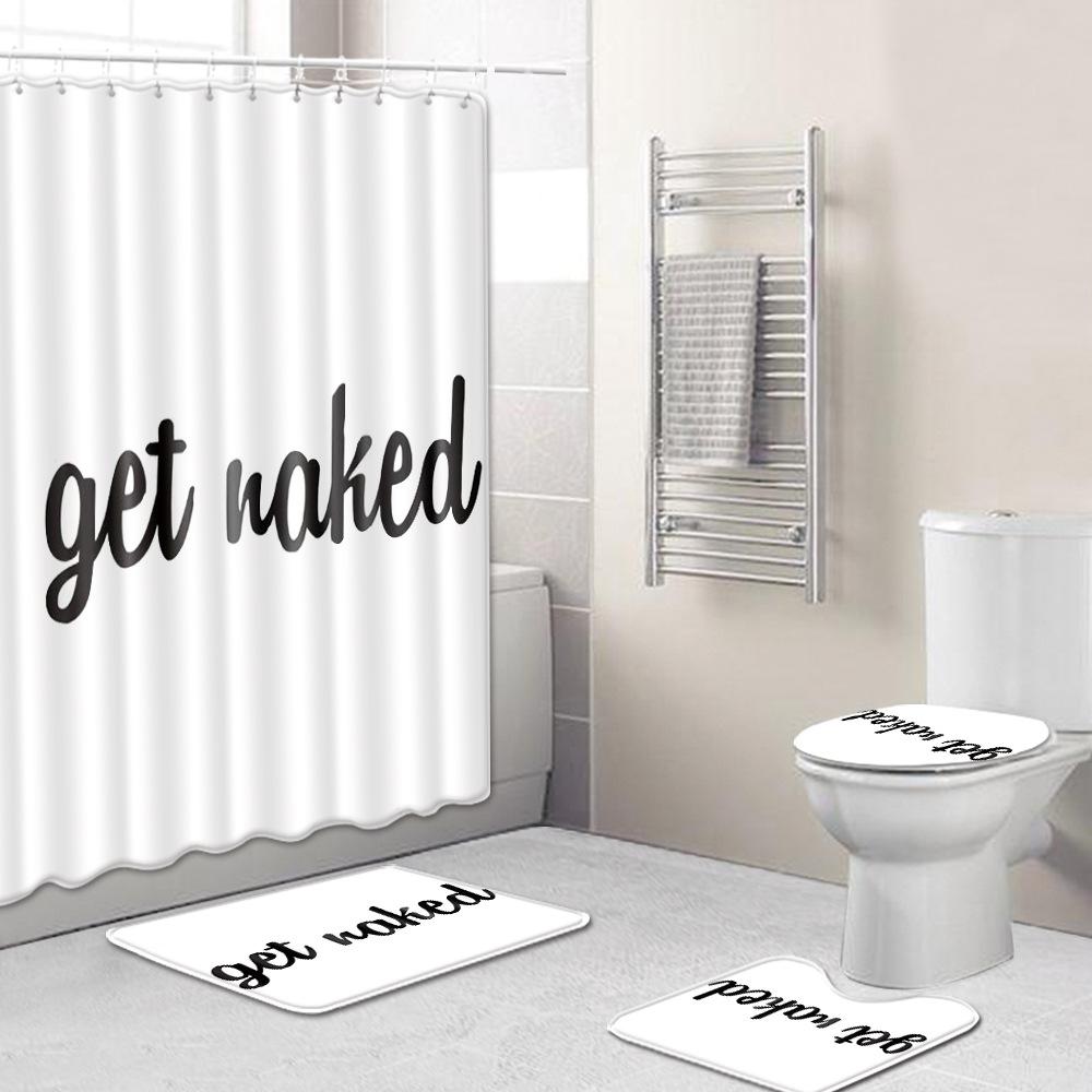 Shower Curtain Floor Mat Set African Woman E-Commerce Bathroom Carpet