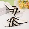Stylish Black and White Strappy Flat Sandals - Elegant Open-Toe Design with Adjustable Straps, Perfect for Summer and Beach Wear