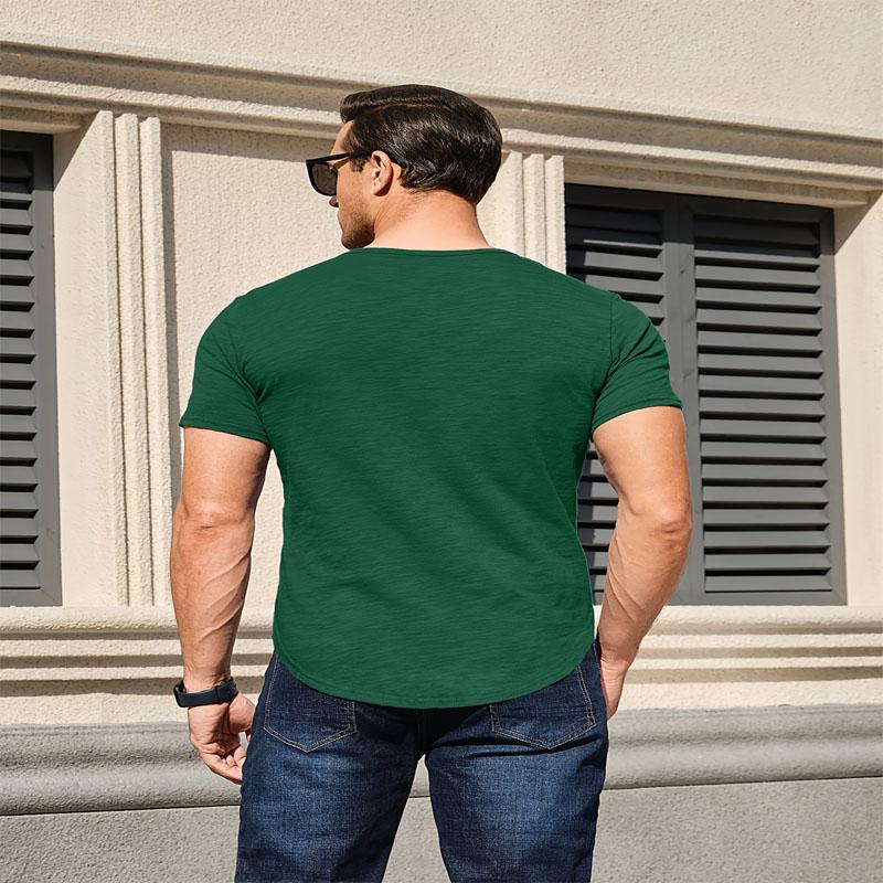 Herren Henry Kurzarm Klassischer Stil Muskelshirt Retro Täglich Lässig Herren Button-Up V-Ausschnitt T-Shirt Charmantes Geschenk für Freunde