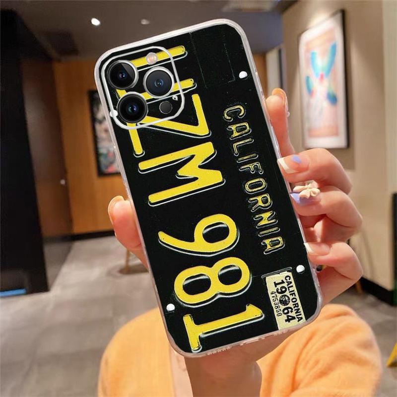 Phone Case For Iphone 17 Pro Max Air 16 15 14 13 Pro Max 15 16 Pro 15Plus License Plate Number Car