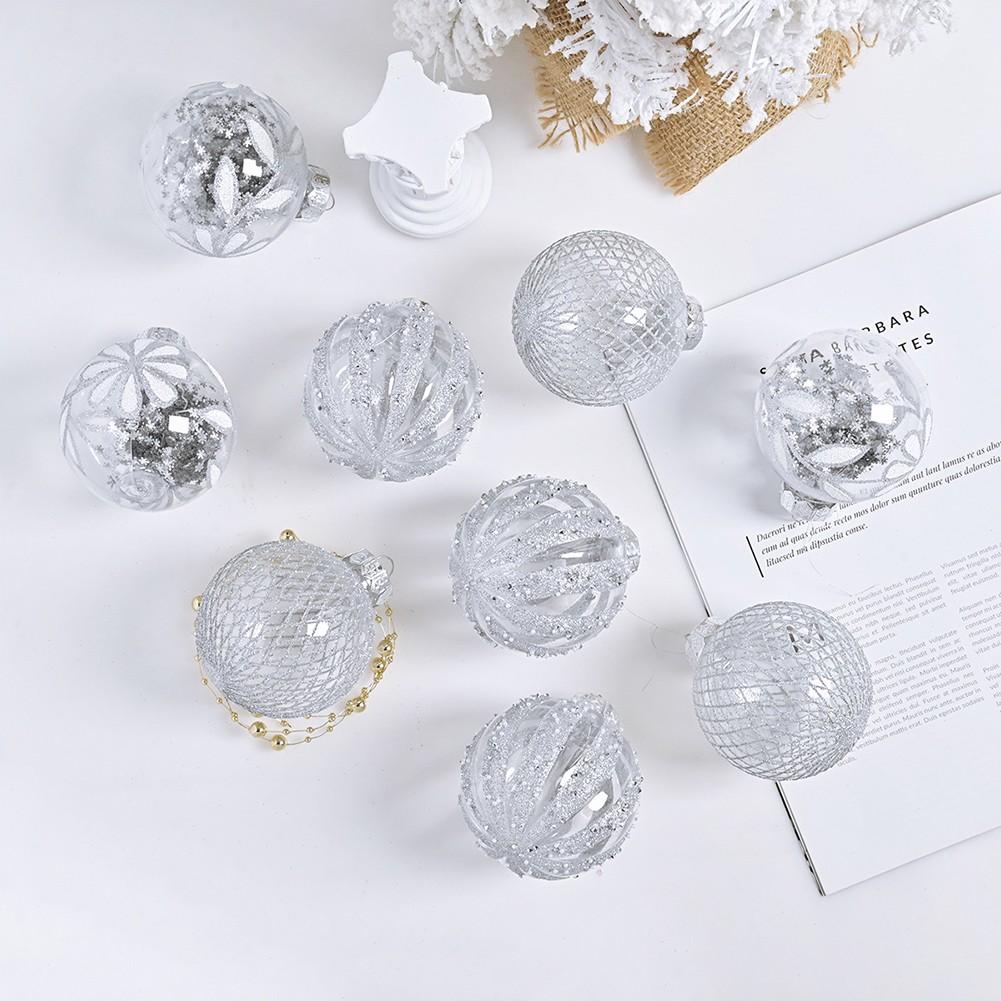 

8 см 9 шт елочные шары пластиковые украшения для декора дерева блестящие цвета Silver
