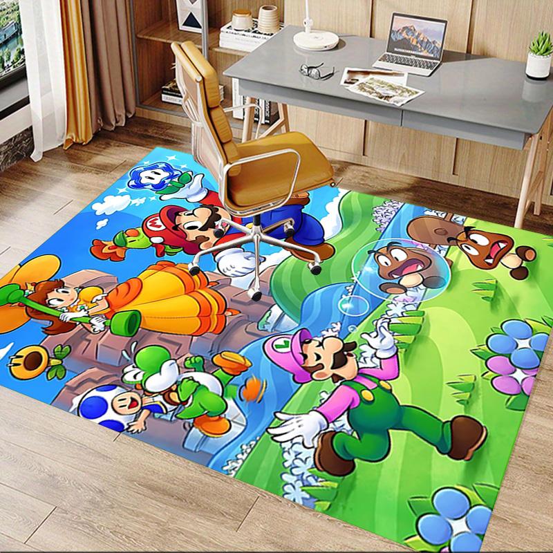 1pc Mario Bros Adventure Carpet for Playroom Bedroom Living Room Sofa Home Decor,kids Game Area Rug Non-slip Floor Mat Y72919