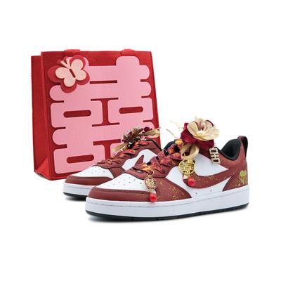 Court Borough Synthetic Leather Slip Resistant Cushioning Low Top Skateboard Shoes Women's Red CT3964-100(Team327-2)Random Packaging Bags