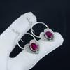 Dainty Kashmir Ruby Gemstone Heart Shape Earrings, 925 Sterling Silver Earring, Handmade Boho Silver Jewelry Dangle Earrings, Wadding Gift