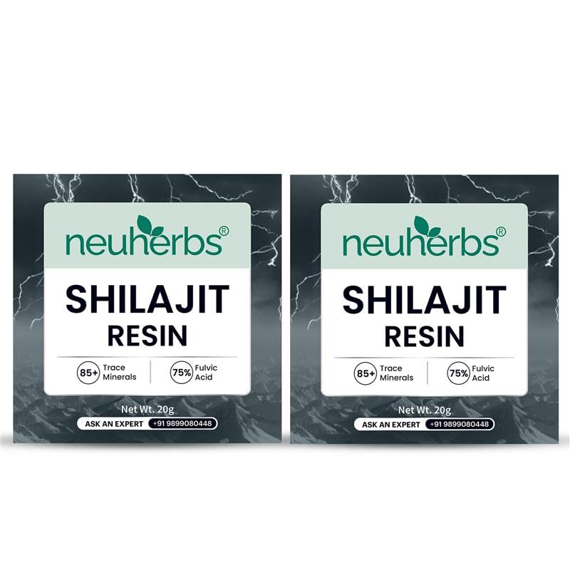Neuherbs Pure Himalayan Shilajit Resin Natural Vitality Minerals For Post Workout Muscle Recovery 20 g X Pack Of 2