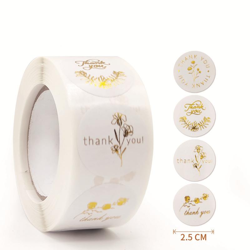 100-500Pcs Gold Foil Thank You Stickers for Gift Card Box Package Party Wrapping Decorate Baking Food Small Business 1Inch/2.5CM