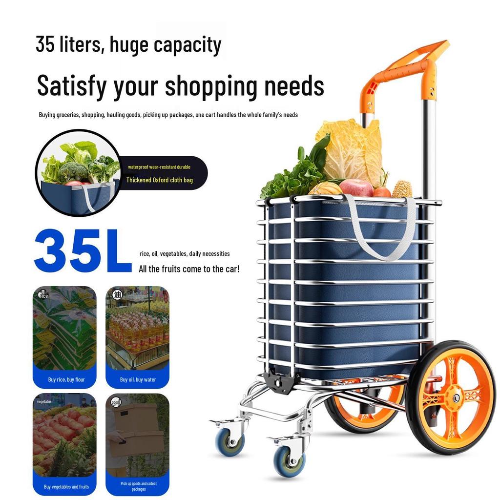 Giantex Folding Stair Climbing Grocery Cart - Lightweight, Portable & Hand-Pulled for Seniors