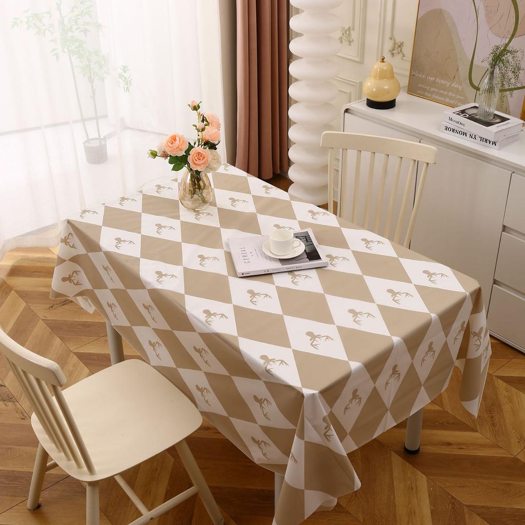 Waterproof And Oil-Proof Leave-In Premium Tablecloth Home Modern Peva Plaid Picnic Cloth Tablecloth