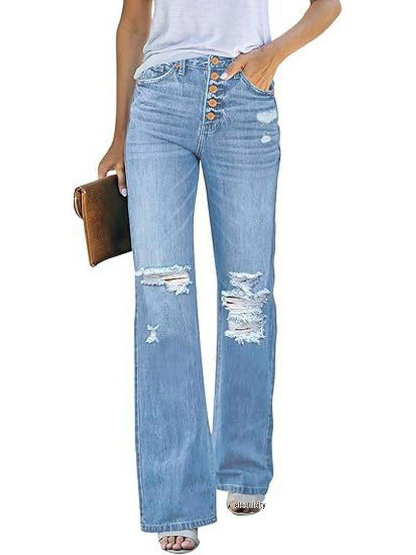 

Women s Retro Micro-Flare Jeans: Fashionable, Versatile, and Commuter-Friendly Extra Large синий