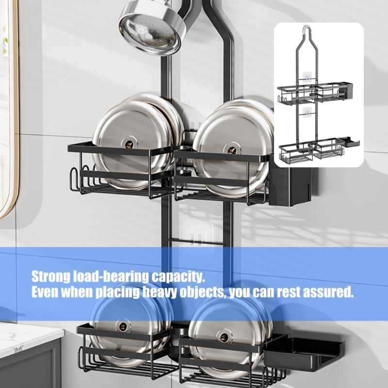 Multifunctional Wall Rack Heavy Type Shower Organizers for Bathroom and Kitchen Adhesive Installation Space Saving