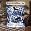 Blue Rose Elegance Theme Throw Blanket Custom Name Text Personalized Blanket Soft Cozy Blanket for Home Sofa Bed
