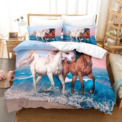 Pferde Bettwäsche Set Einzelbett Twin Full Queen King Herren/Damen Größe Bettset Erwachsener Kind Schlafzimmer Bettdeckenbezug Sets 3D Anime
