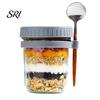 BPA-free Glass Food Container Overnight Oats Containers with Airtight Lid & Spoon 350ml Breakfast for Yogurt Clear Cereal Storage Jar Salad