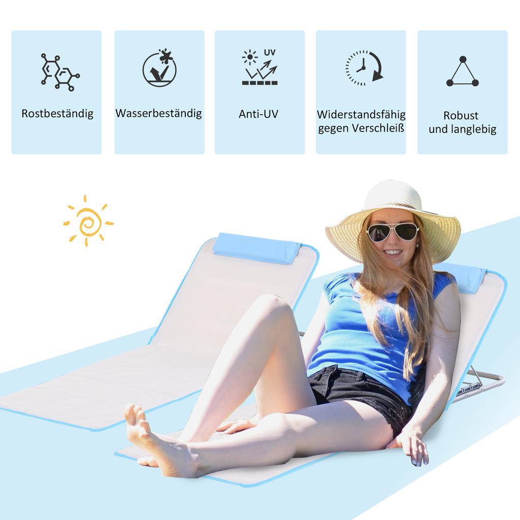 Beach Lounger, Sun Lounger, Garden Lounger, Foldable, Adjustable Backrest, Side Pocket, 48 Cm X 134 Cm X 33-43 Cm, Beige
