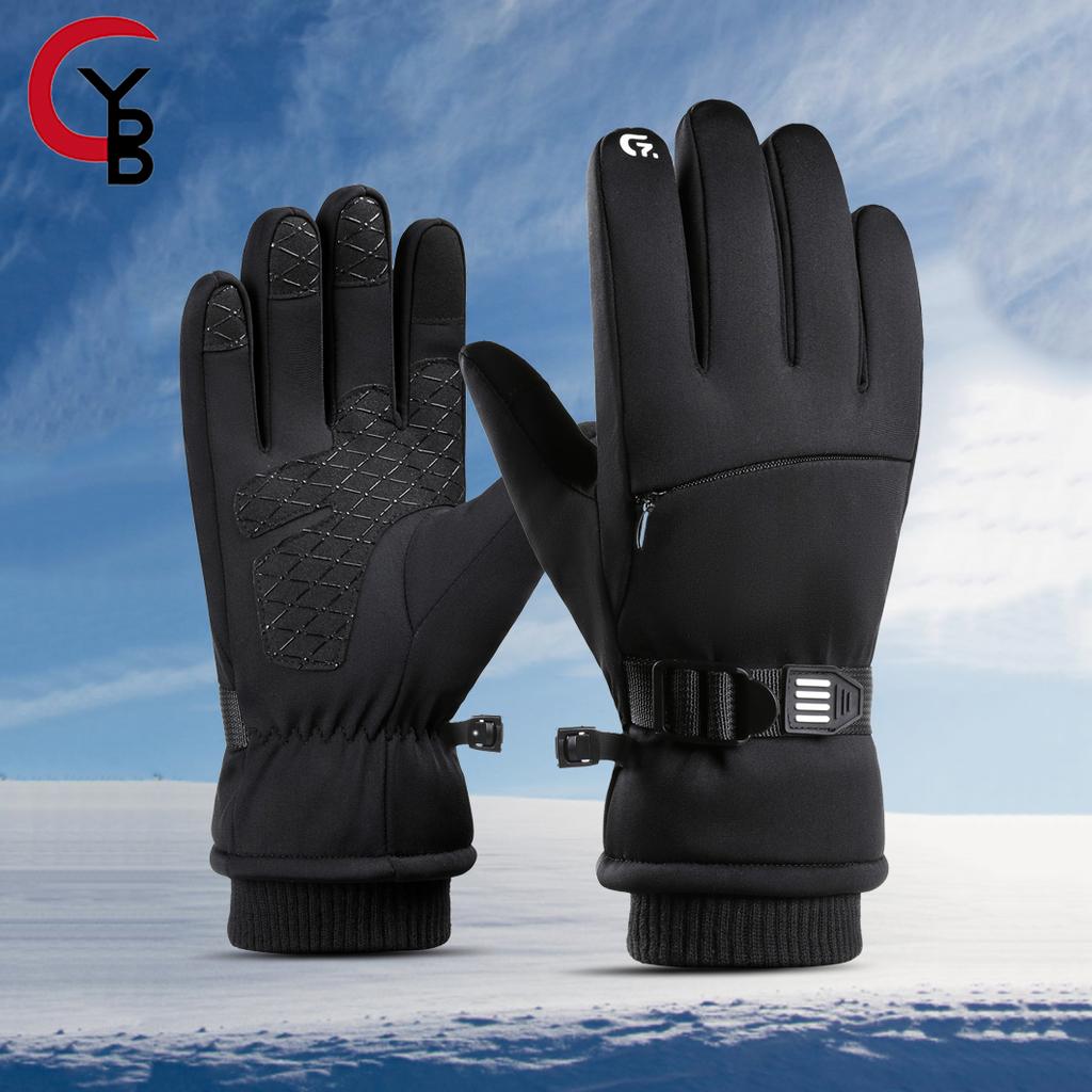 Durable And Safe Yanbiguo Snow Gloves For Men&Women Thicken Fleece Warm Waterproof Skiing Gloves With Pocket And Touchscreen Functionality