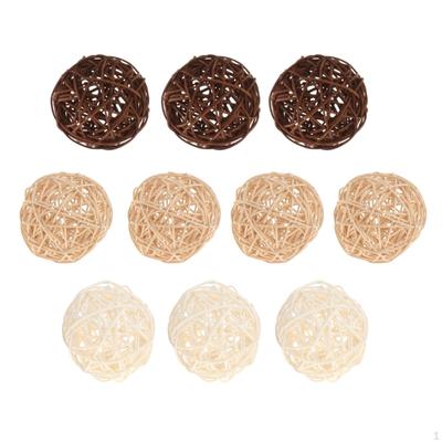 10 Stück Dekorative Rattan-Kugeln zum Aufhängen, Sortiert, Tischdeko, Schalenfüller für Zuhause