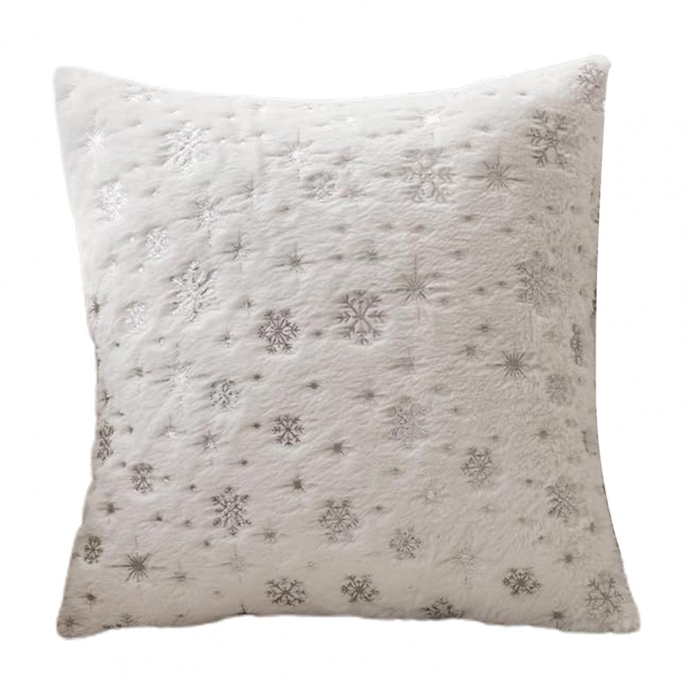 45*45cm Throw Pillowcase Christmas Snowflake Printed Hidden Zipper Design Dust-proof Soft Comfortable Touch Plush Cushion Cover