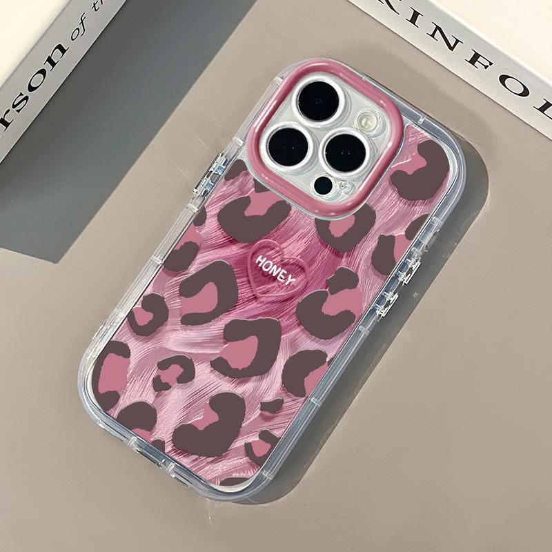 Pinke Liebe Leopardenmuster für IPhone16pro Handyhülle für Apple 15pro Creme Federgarn 15 Ultradünn Xs/x