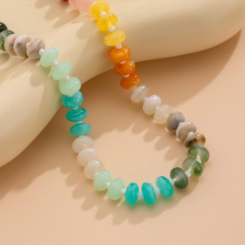 Colorful Acrylic Bead Necklace Trendy Accessory for Casual Party Stylish Outfits