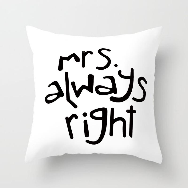 Modern Simple Style Letter Pattern Pillowcase Wedding MRSMR Couple Peach Leather Velvet Pillowcase