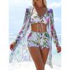 3 kusy Tie Dye Bikiny Plavky Dámské Stahovací Šňůrka Vpředu Plavky Dámské Vysoký Pas Šortky Koupací Oblek Plážové Oblečení