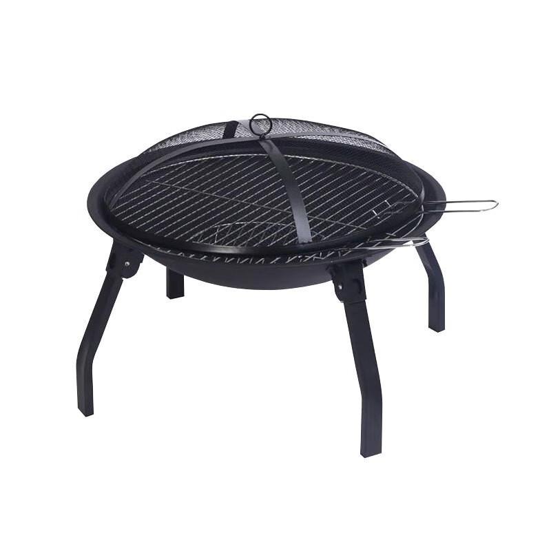 Portable Outdoor Round Fire Pit with Grill Net
