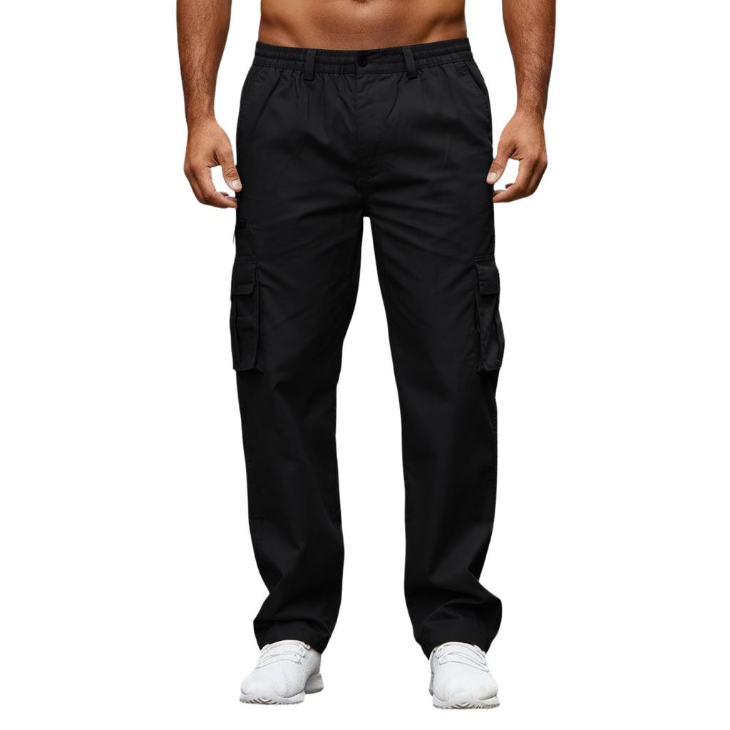 Men's Workwear Casual Stretch Waistband Multi-Pocket Straight-Leg Pants