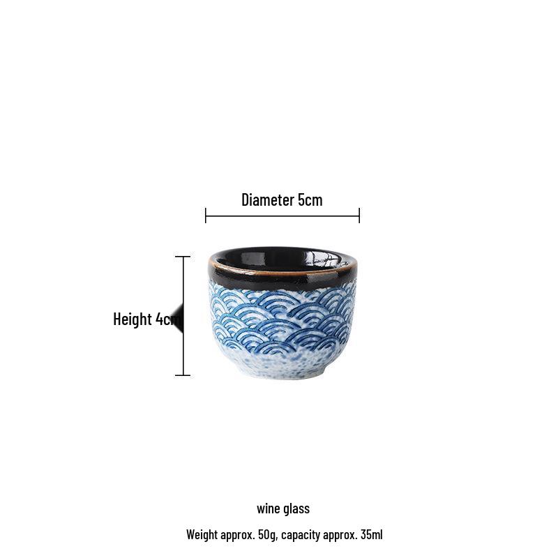 Qinghai Ceramic Sake Wine Set with Warmer and Cups