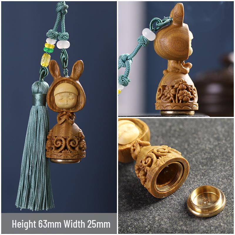 Green Sandalwood Pixiu Lotus Mountain Pendant Keychain Ornament