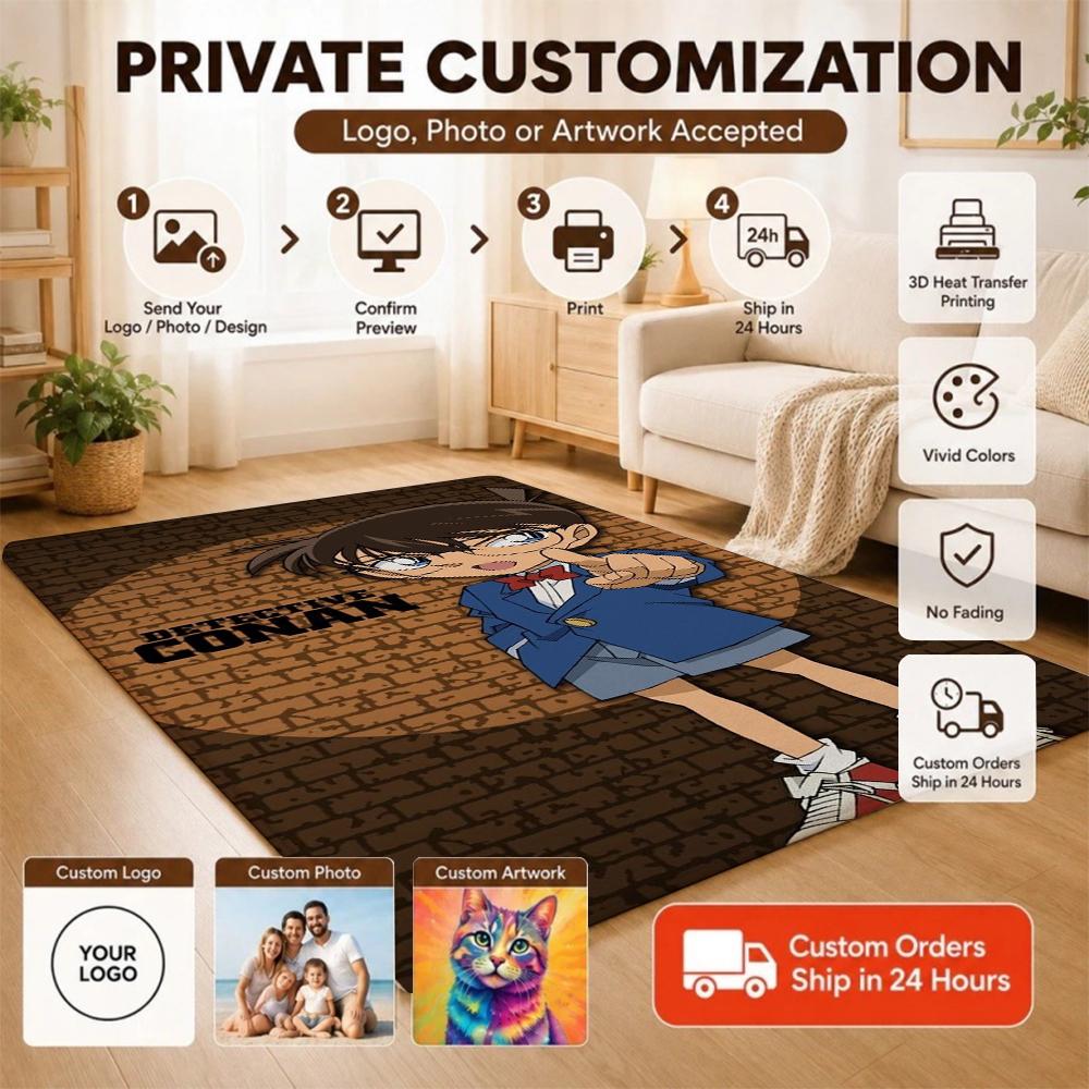 Detective Conan Anime Mystery Think Detective Conan Anime Mystery Theme Rug Soft Nonslip Carpet For Entryway Hallway Balcony Home Decor
