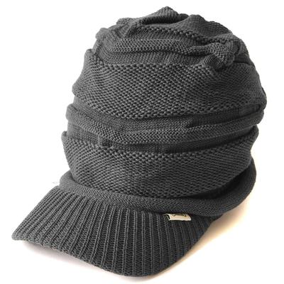 CHARM Gorro de Malha com Aba Feito em Malha de Algodão Boina (Masculino/Feminino) Outono / inverno (Tamanho Único/Cinza) Grande, Japão,