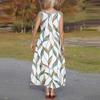 Women's Fashion Casual Maxi Skirt Summer Beach Skirt Round Neck Sleeveless Loose Floral Print Sundress