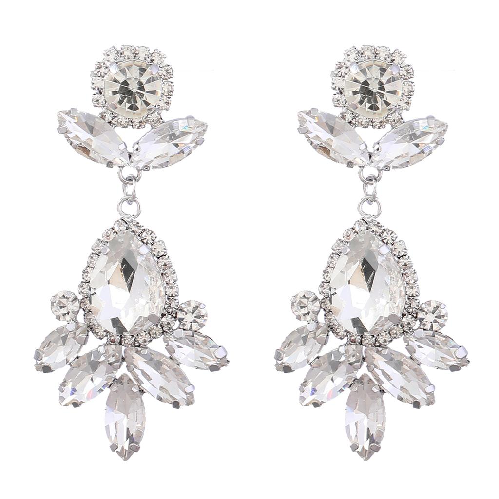 Summer New Metal Glass Rhinestone Geometric Dangle Earrings Holiday Party Trend Statement Earrings Pauli Manfi Women's Earrings