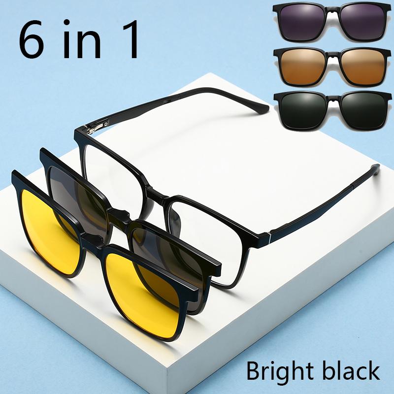 Magnetic Clip-On Polarized Sunglasses Frame-Style Sunglasses Prescription Glasses Driving Night Vision Sunglasses
