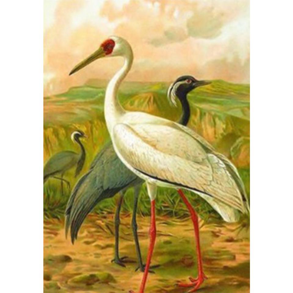 5D DIY White Crane Rhinestone Animal Diamond Painting Picture Full Round Full Diamond Mosaic Gift Cross Stitch Decoration Kit