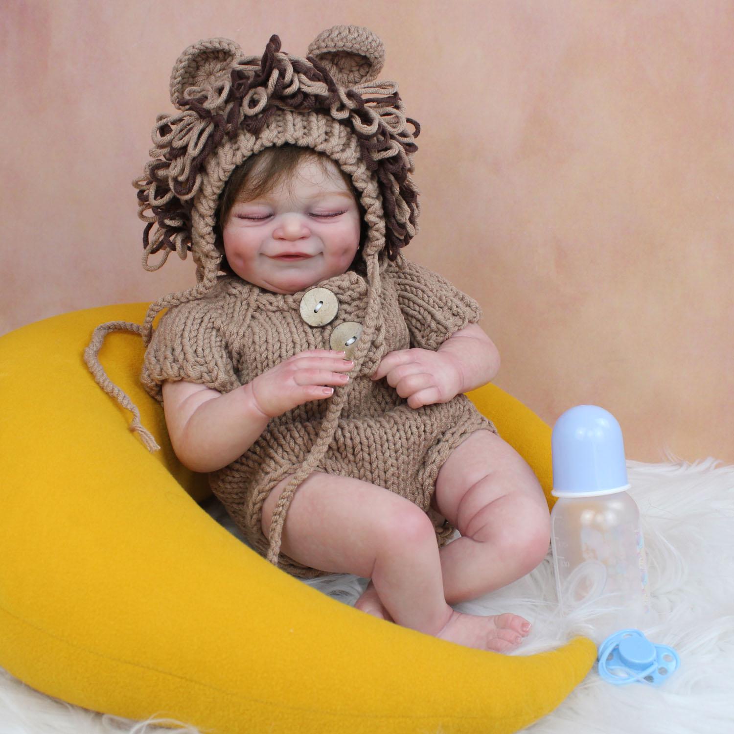 

BZDOLL 3D краска с мраморной кожей и венами, художественная кукла, 47 см, силиконовая игрушка-реборн для девочек, 19 дюймов, тканевое тело, спящая Bebe Alive Finished 3D Doll