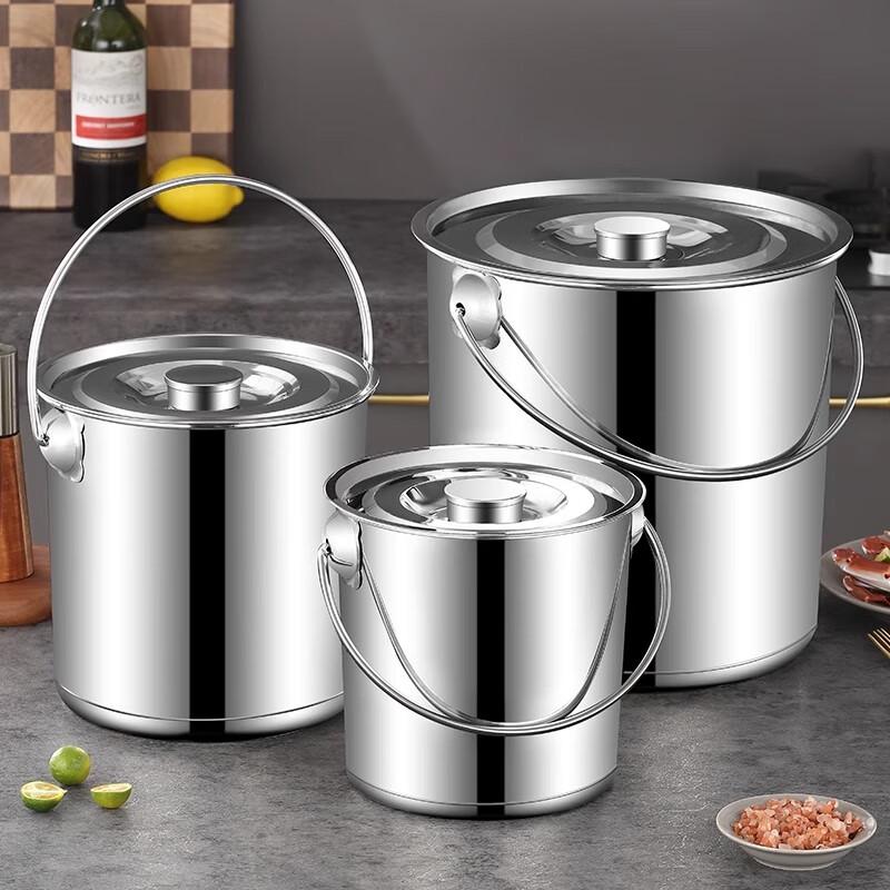 Tragbarer Mehrzweck-Eimer aus Edelstahl mit Deckel
