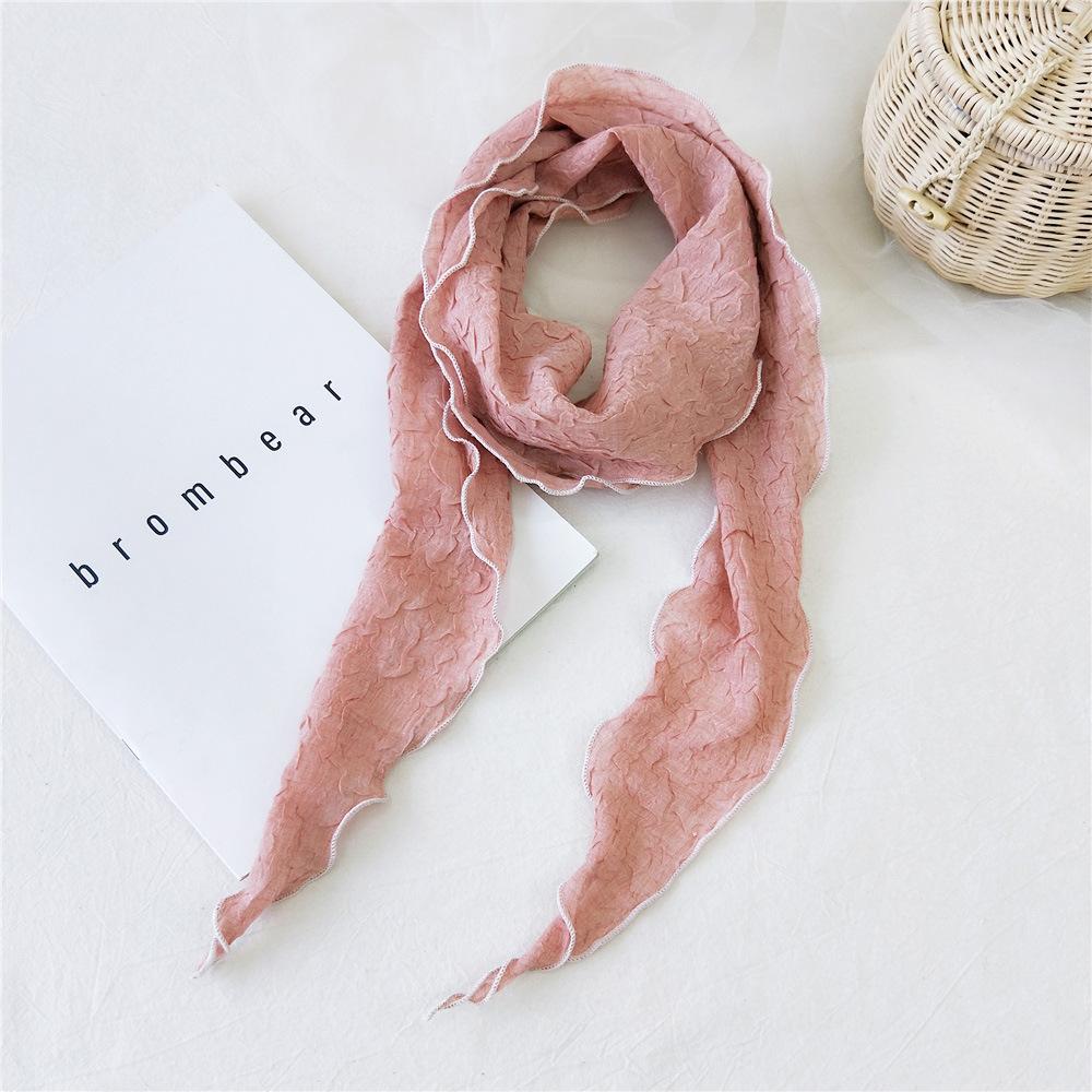 

Новый однотонный шарф для женщин на весну и осень, универсальный ремешок на запястье, повязка на голову, модное украшение, защита шеи для студентов, небольшой шарф 34*155cm