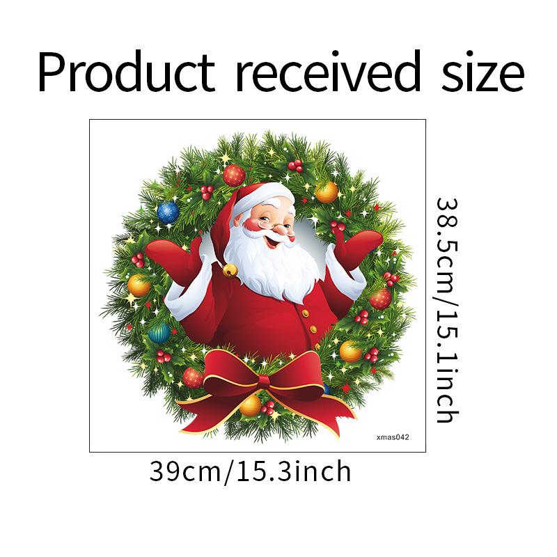 Santa Claus Christmas Wreath Window Wall Sticker