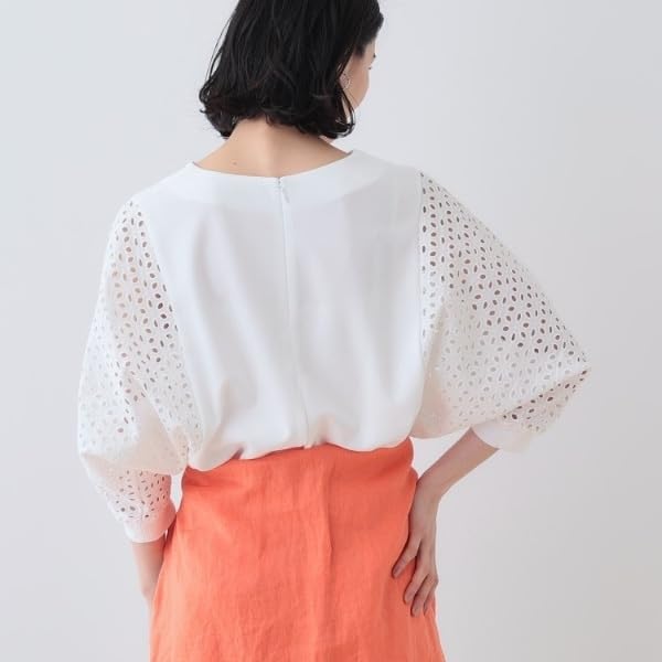 INDIVI New Colors Lace Combination Top 12712400 Blue Size 38 Available! Washable/Flat-Length Women's (092) (M)