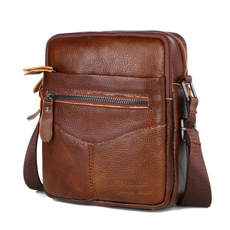 New men's messenger bag oil wax leather drop pattern men's bag vertical simple shoulder bag