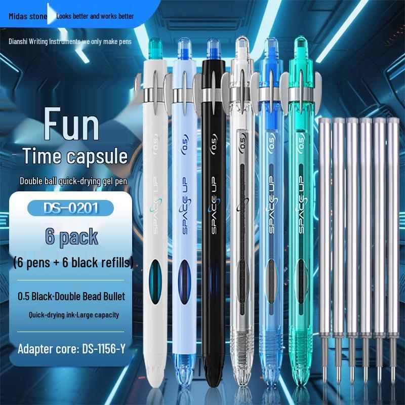 Zhibi 25-jähriges Jubiläum Zeitkapsel Gelstift, 0,5 mm Schwarz, Schnelltrocknende Doppelkugel-Spitze