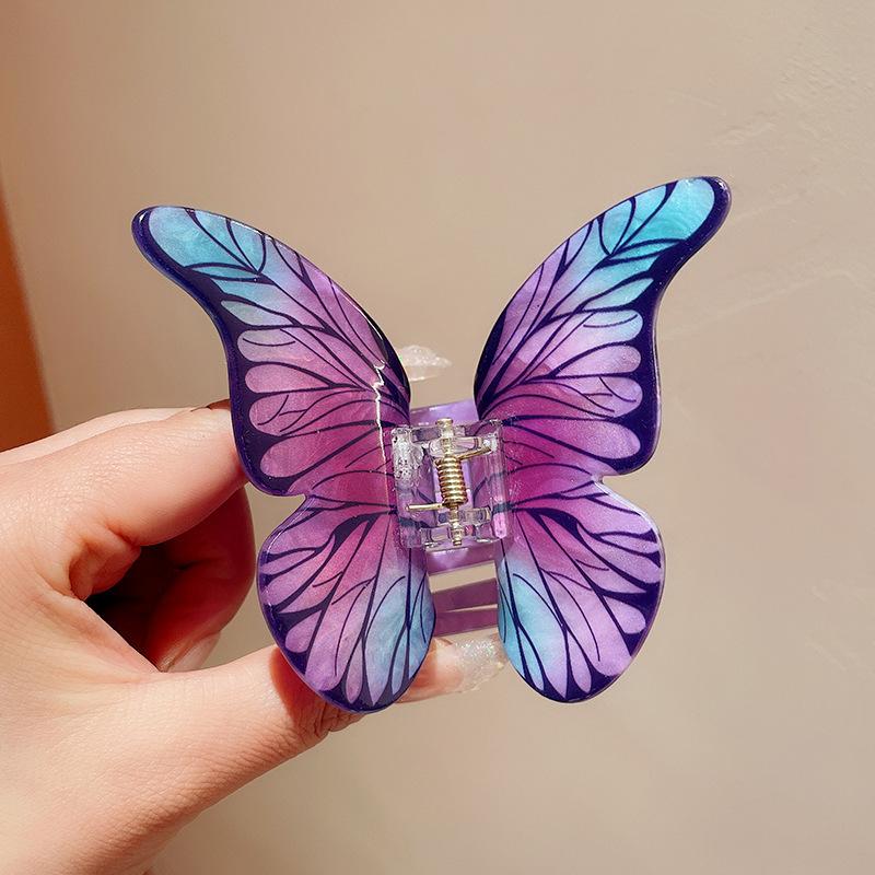 Super Fairy Transparent Butterfly Hairpin Fashionable and Simple Back Head Grab Clip Niche Personality High-end Hair Accessories
