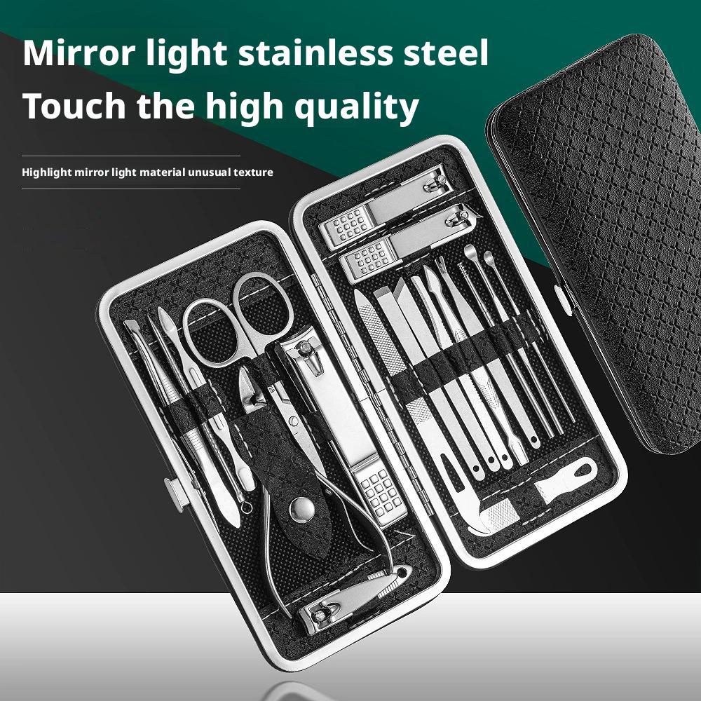 Professional 19-Piece Manicure & Pedicure Kit - Stainless Steel Nail Set With Storage Case for Home Salon Use